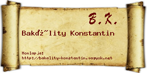 Bakálity Konstantin névjegykártya